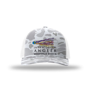 IA Lure Stitch Hat - 112PFP Printed 5 Panel Trucker - Blizzard Duck Camo/White