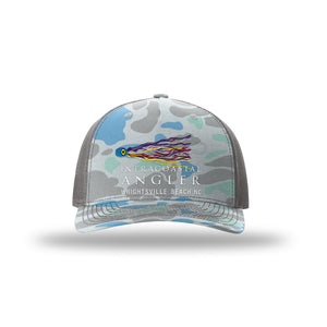 IA Lure Stitch Hat - 112PFP Printed 5 Panel Trucker - Saltwater Duck Camo/Charcoal