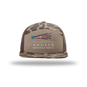 IA Lure Stitch Hat - 168P Printed 7 Panel Trucker - Bark Duck Camo/Brown