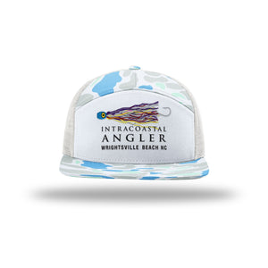 IA Lure Stitch Hat - 168P Printed 7 Panel Trucker - Saltwater Duck Camo/Ice Grey