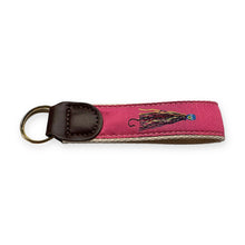 Load image into Gallery viewer, IA Lure Ribbon Keychain - Pink, angled view
