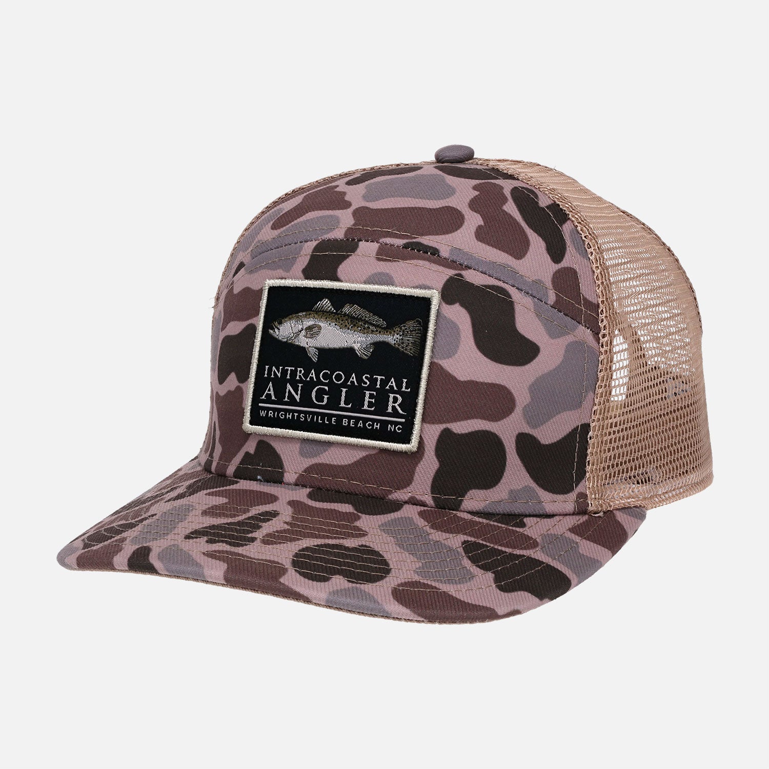 Intracoastal Angler Duck Camo Woven Trout Patch Tradesman Trucker
