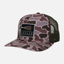 Load image into Gallery viewer, Intracoastal Angler Duck Camo/Green Lure Stitch Trucker
