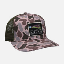Load image into Gallery viewer, Intracoastal Angler Duck Camo/Green Lure Stitch Trucker
