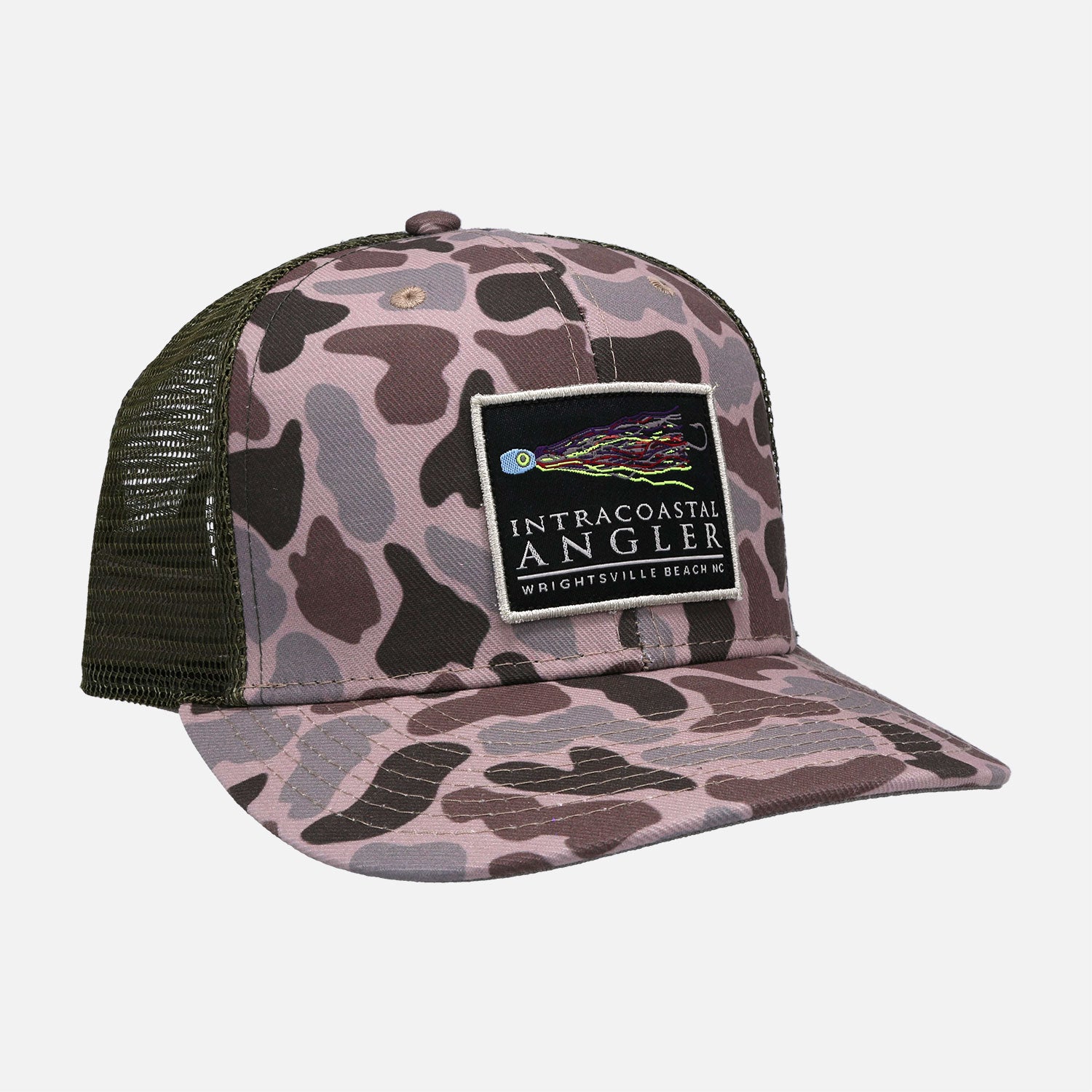 Intracoastal Angler Duck Camo/Green Lure Stitch Trucker